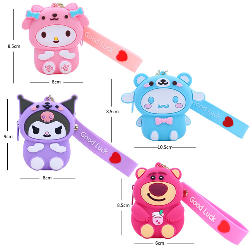 SANRIO Ví Đựng Tiền Xu Bằng Silicon Họa Tiết Hoạt Hình Kuromi Cinnamoroll Dễ Thương Cho Bé