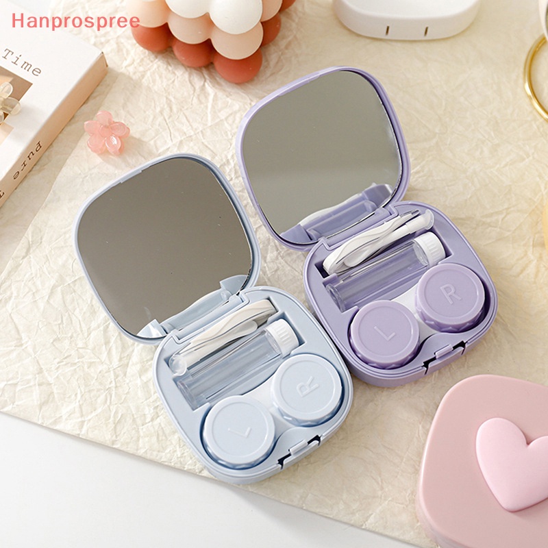 Hanprospree > Hộp Đựng Kính Áp Tròng Hình Vuông Trái Tim Màu Macaron Có Gương Dễ Mang Theo Khi Đi Du Lịch Tốt