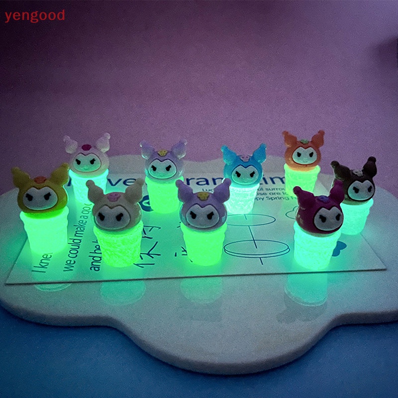 Bộ 2 Ly Kem Mini Bằng Nhựa Resin Dạ Quang In Hoạt Hình Dễ Thương Dùng Trang Trí