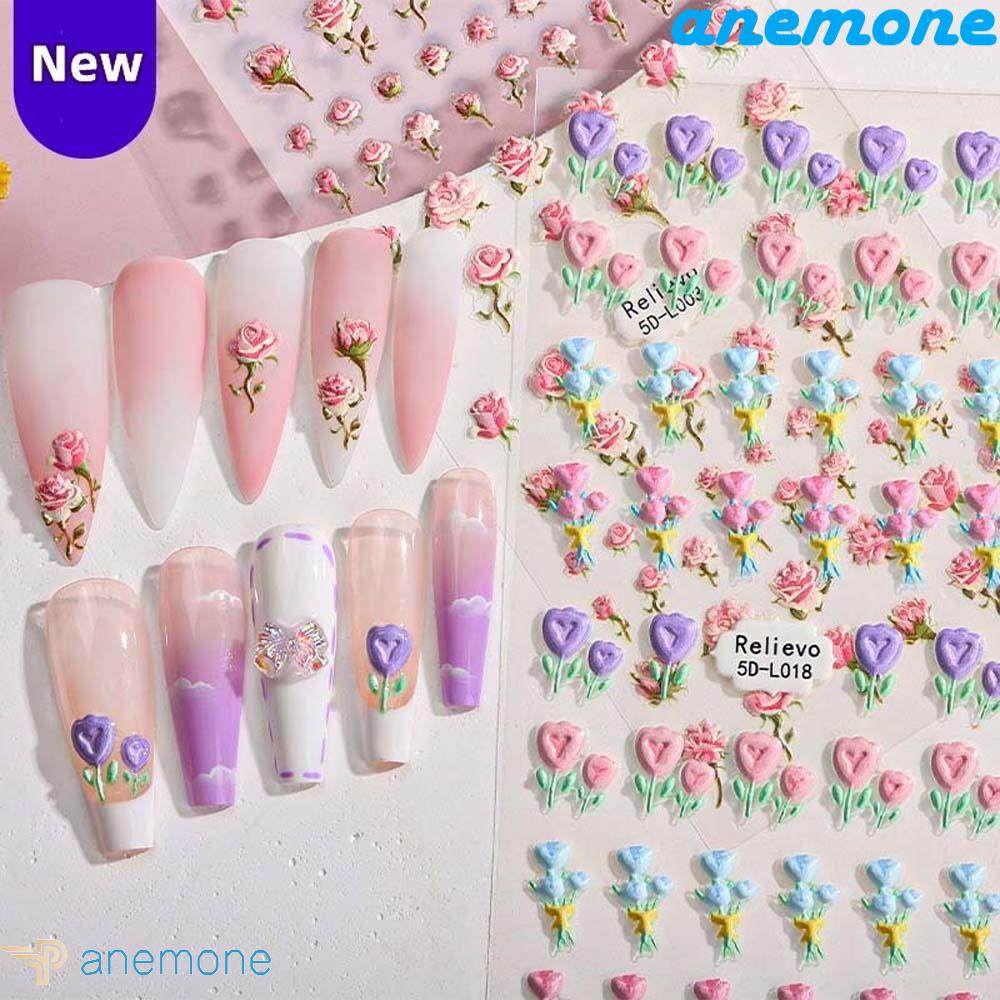 Miếng Dán Trang Trí Móng Tay Họa Tiết Hoạt Hình 5D Nhiều Màu Sắc