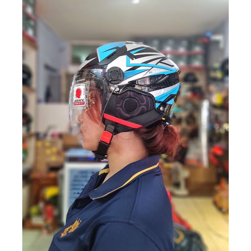 Nón bảo hiểm chính hãng KYT Tiger Jet màu 03 đen xanh bạc