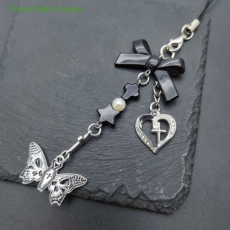 Móc Khóa Điện Thoại Y2K Hình Bướm Phong Cách Gothic