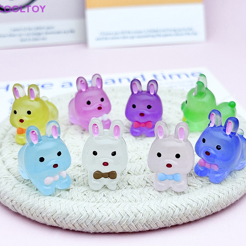 Bộ 2 Mô Hình Thỏ Hoạt Hình Mini Bằng Nhựa Resin Dễ Thương Trang Trí Nhà Cửa / Xe Hơi