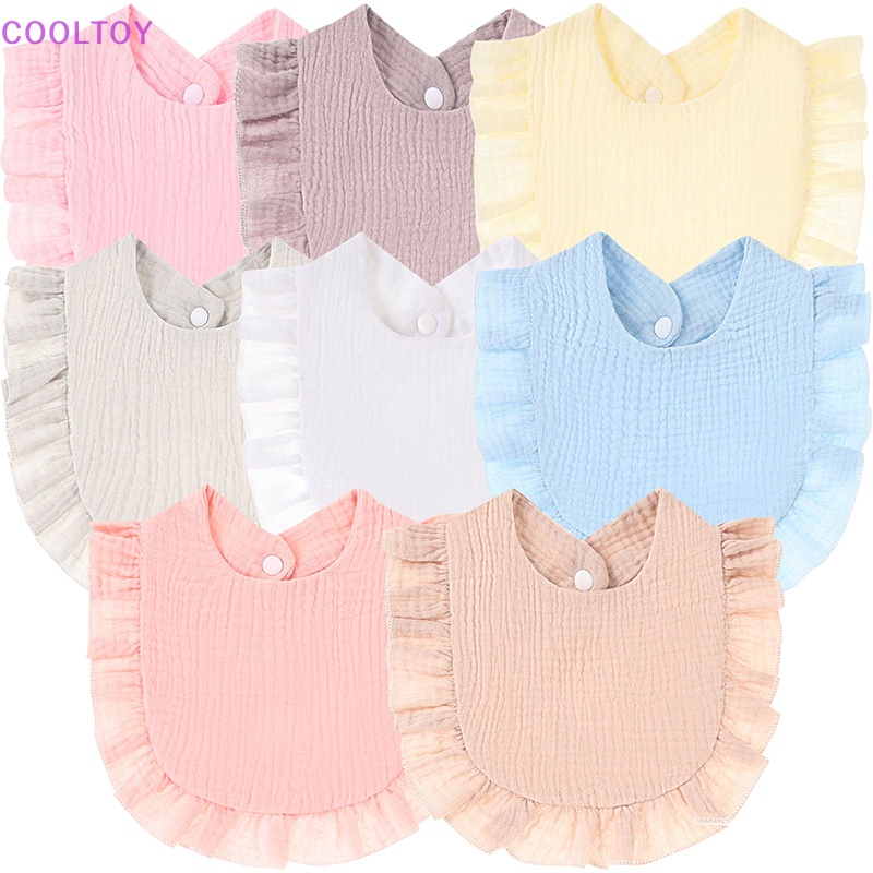 1 Yếm Ăn Vải Cotton Mềm Phối Ren Có Thể Điều Chỉnh Cho Bé