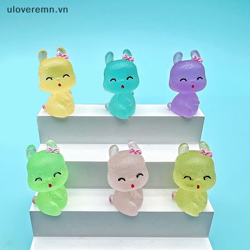 Set 2 Móc Điện Thoại Mini Bằng Resin Dạ Quang Hình Thỏ Dễ Thương DIY