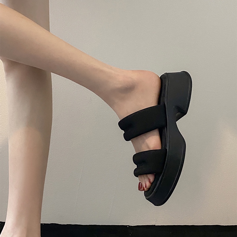 Duoya Tóc Thẳng ~ [Hàng Có Sẵn] Dép Đế Dày Tăng Chiều Cao Thoải Mái Thời Trang Mùa Hè Cho Nữ