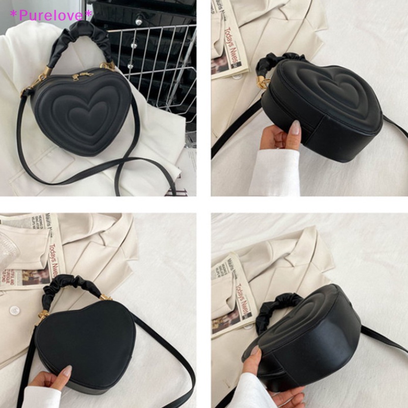 Túi Đeo Chéo Vai Bằng Da PU Màu Trơn Họa Tiết Trái Tim Thời Trang Dành Cho Nữ Mới