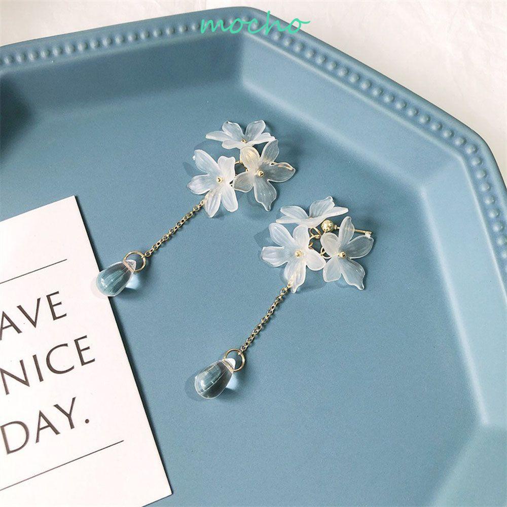 Bông Tai Thả Trong Suốt Phong Cách Nhật Bản|Bông Tai Hoa Cúc Dáng Dài Xinh Xắn Dành Cho Nữ