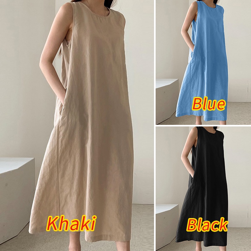 ZANZEA Đầm Nữ Cộc Tay Cổ Tròn Form Rộng Thời Trang Hàn