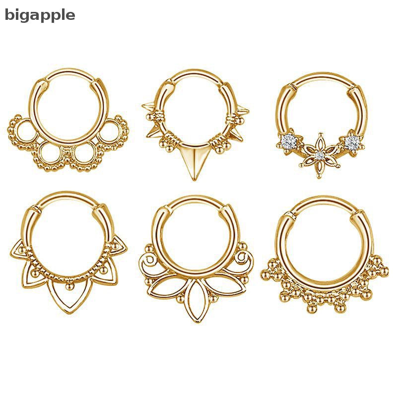 Bigapple Khuyên Mũi Tròn Bằng Thép 316L Hình Bông Hoa Bấm Lỗ Tai Helix Cho Nam Và Nữ RDG