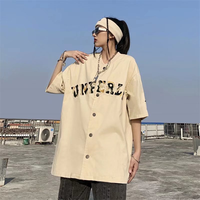 Áo Khoác Bóng Chày Cài Nút Thời Trang Hip Hop Hàn Quốc Cho Nam Và Nữ