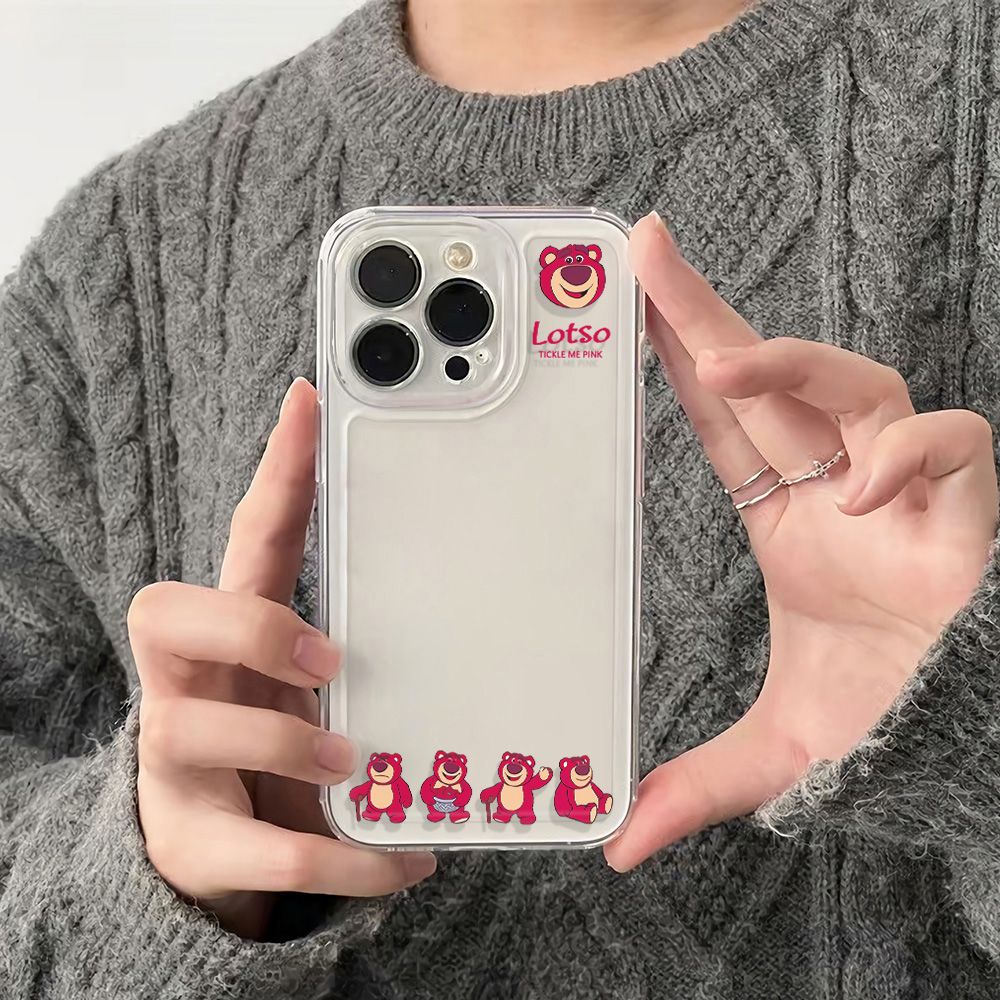 ✅Ốp Điện Thoại Mềm Chống Sốc Hình Gấu Và Dâu Tây Cho Iphone 11plus 13iPhone12 6In Apple 14pro78 max Ybw