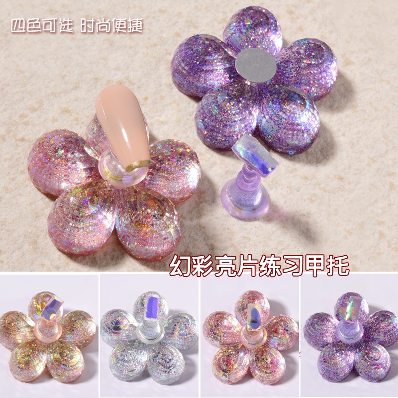 Giá Đỡ Móng Tay Sequin Hình Hoa Mận Có Nam Châm Cố Định Cho Người Mới Bắt Đầu