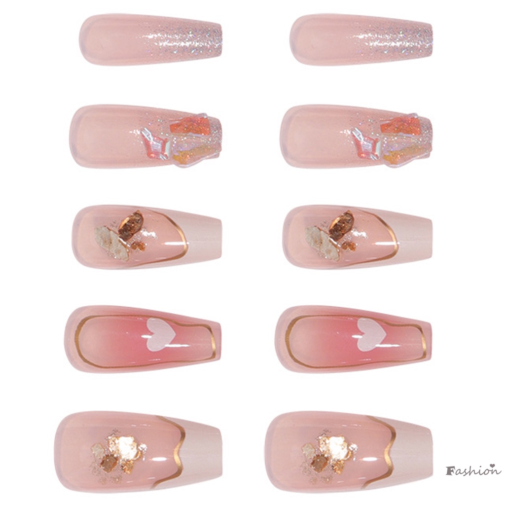 Móng Tay Giả Dài Đính Kim Cương Lấp Lánh Chống Nhòe