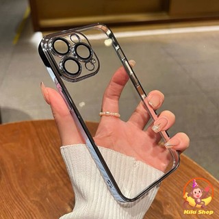 Dành Cho IPhone 11 Mạ Sang Trọng Viền Trong Suốt Ốp lưng IPhone 11 16 14 15 Pro Max 12 13 ProMax XS XR 7 8Plus Ống Kính Phim Bảo Vệ Ốp lưng Chống Sốc