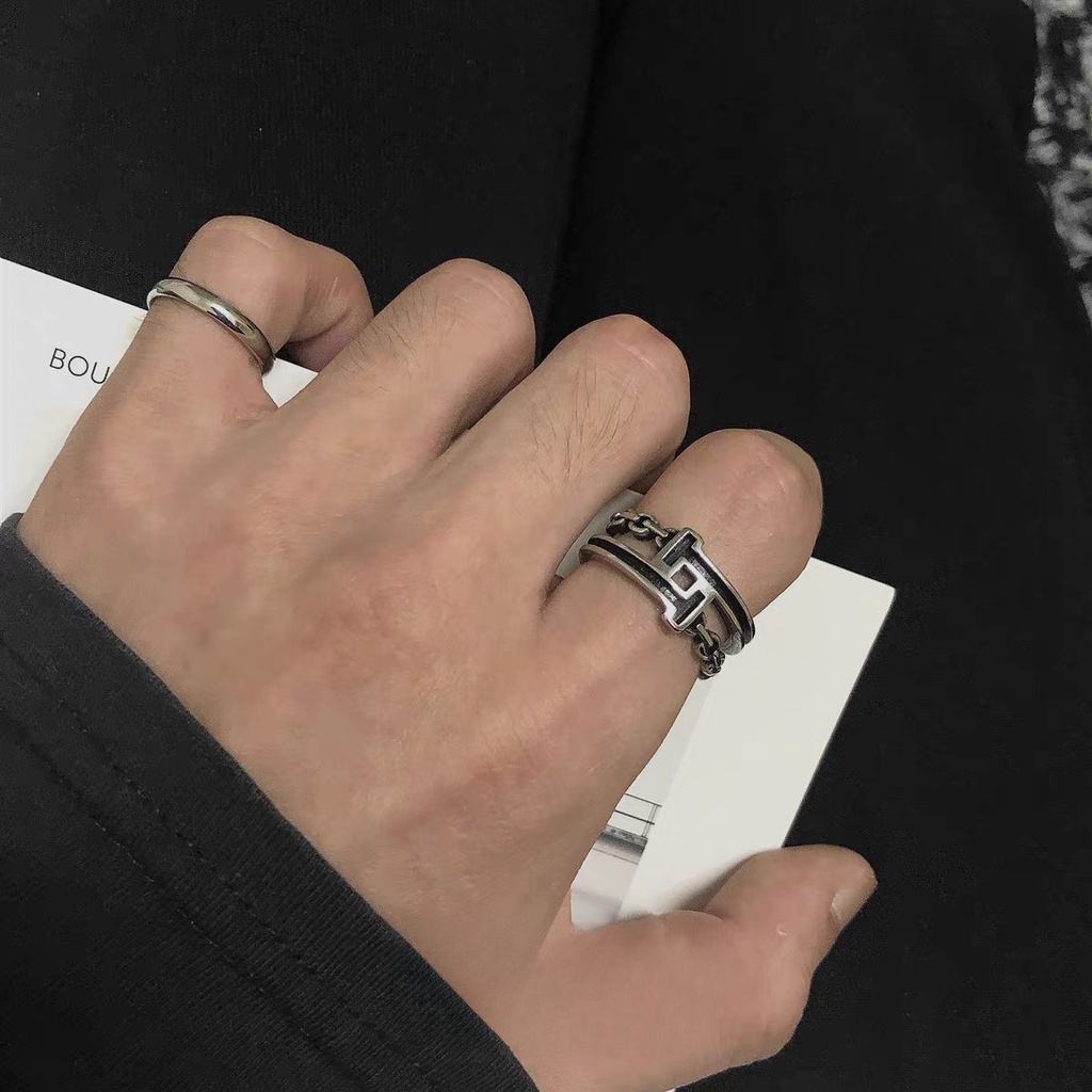 Nhẫn nam nữ unisex màu bạc tròn Hanzo Ring Saz Store thời trang basic- Nhẫn Hanzo