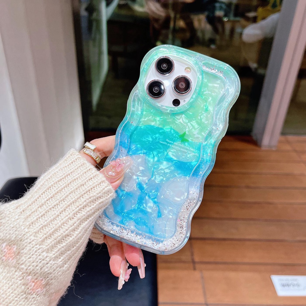 Ốp Điện Thoại TPU Mềm Trong Suốt Chống Sốc Phối Kim Tuyến Nước Cho iPhone 12 13 14 Pro Max