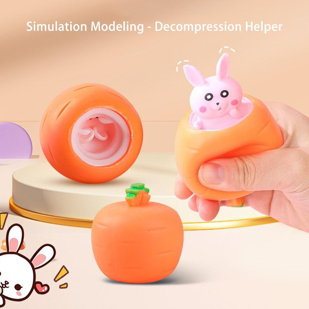 (runbu) Đồ Chơi Bóp Giảm Căng Thẳng Hình Thỏ Cà Rốt Hoạt Hình Đáng Yêu Cho Trẻ Em