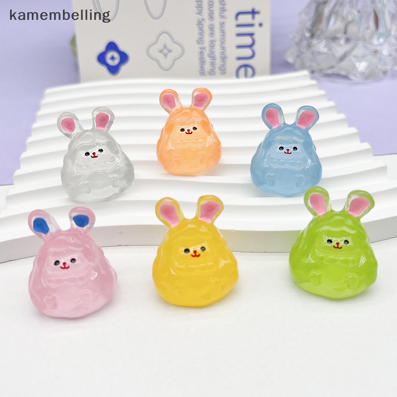 Tượng Thỏ Hoạt Hình Ba Chiều Bằng Nhựa Resin Màu Dạ Quang Để Bàn Trang Trí Nhà Cửa / Xe Hơi