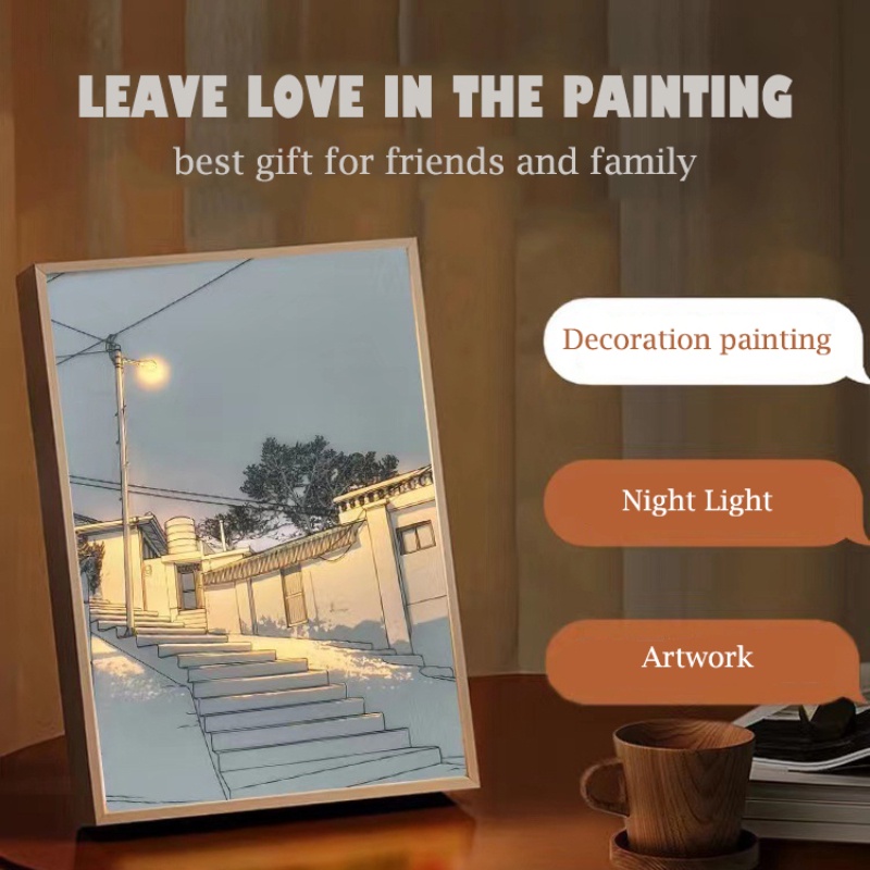 🇻🇳Trong kho🇻🇳 3 Màu Tranh đèn LED phong cảnh phát sáng ánh nắng mặt trời ánh sáng ban đêm phong cách nghệ thuật Hàn Quốc