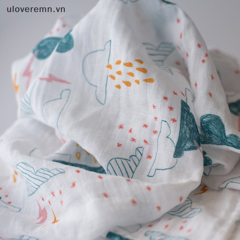 Uloveremn Chăn Quấn Em Bé Sơ Sinh Bằng Cotton Họa Tiết Đám Mây Muslin