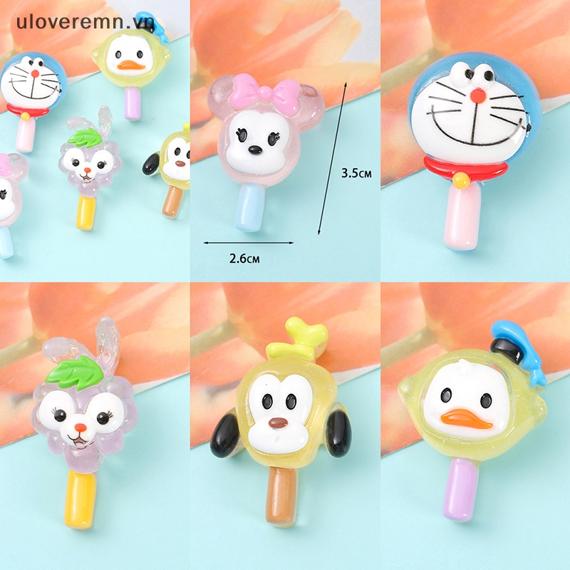 Set 2 Que Kem Hoạt Hình Mini Bằng Nhựa Resin Dạ Quang Treo Trang Trí Điện Thoại / Tủ Lạnh DIY