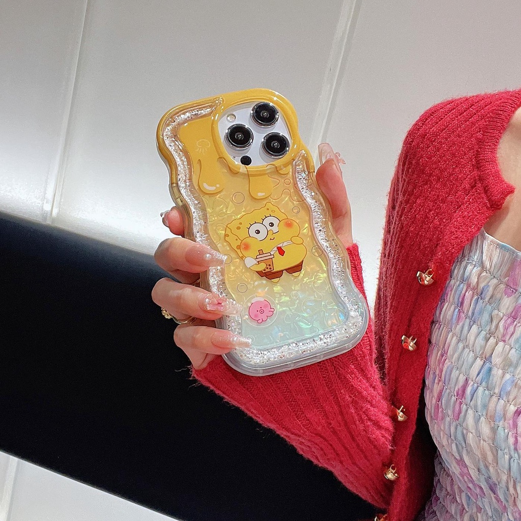 Ốp Điện Thoại TPU Dẻo Dạng Cát Chảy Họa Tiết Hoạt Hình Spongebob Patrick Star Cho iPhone 12 13 14 Pro Max
