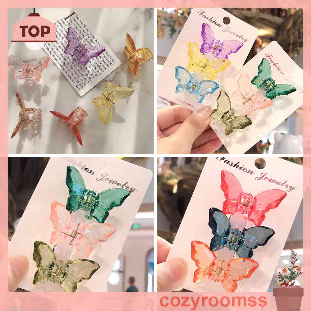 Kẹp Tóc Hình Bướm Trong Suốt Phong Cách Hàn Quốc Ngọt Ngào Cho Nữ