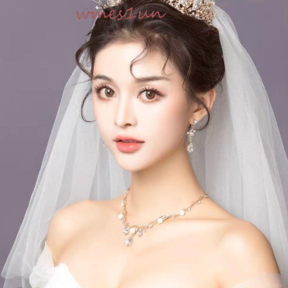 Bộ Trang Sức Hình Hoa Lá Đính Đá Lấp Lánh Sang Trọng WMES15H|Vòng Cổ Choker Thời Trang Cá Tính