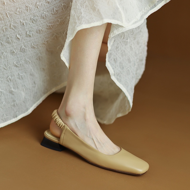 Tóc Thẳng Của Nhà Máy Duoya ~ [Hàng Có Sẵn] Cảm Xúc ~!Giày Sandal Gót Dày Mũi Vuông Hở Ngón Dễ Phối Đồ Thời Trang Cho Nữ