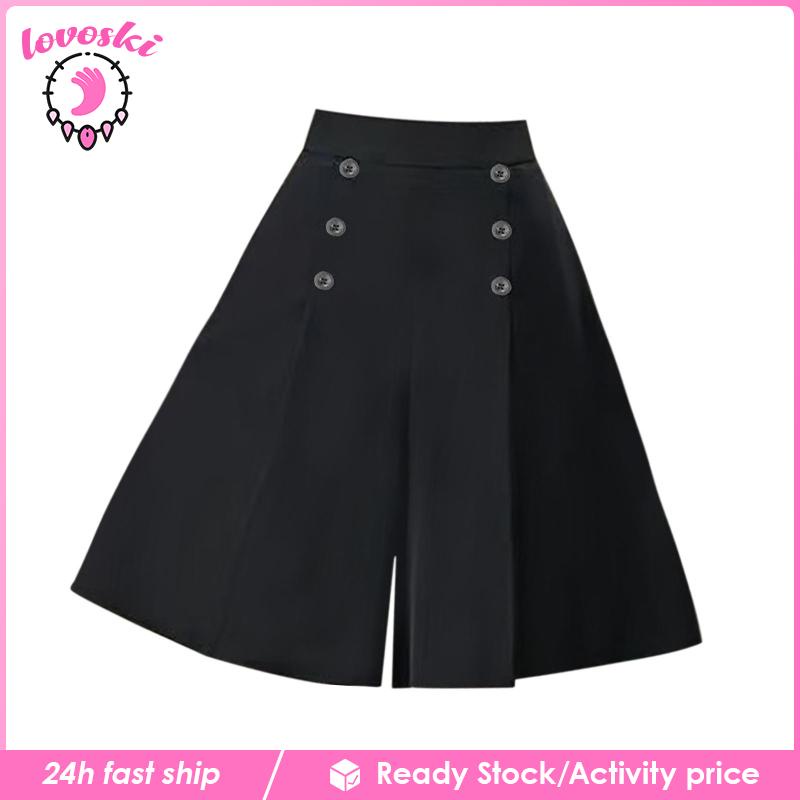 [Lovoski] Quần Culottes Lửng Dáng Rộng Năm Tấc Đi Du Lịch Mua Sắm Đường Phố Cho