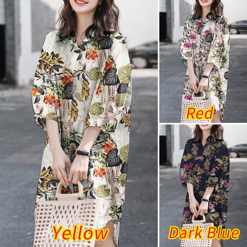 Zanzea Đầm Cotton Tay Phồng In Họa Tiết Thời Trang Hàn Quốc Cho Nữ