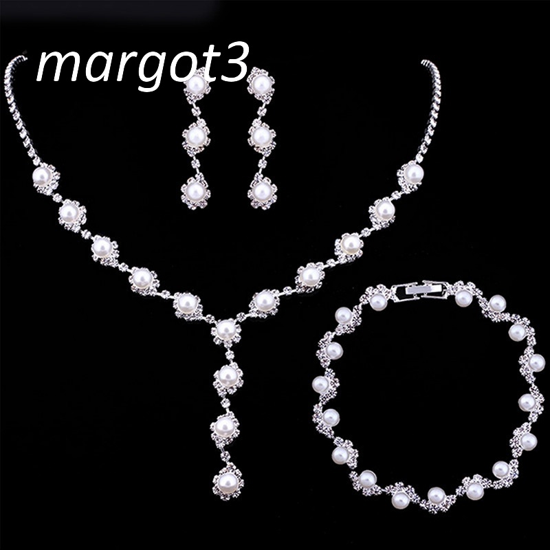 Bộ Trang Sức Đính Ngọc Trai Nhân Tạo Thanh Lịch Dành Cho Nữ