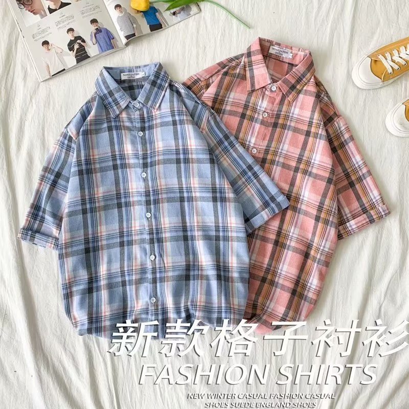 Áo Sơ Mi Tay Ngắn Dáng Rộng Họa Tiết Kẻ Sọc Phong Cách Retro Mỹ Thời Trang Mùa Hè Cho Nữ