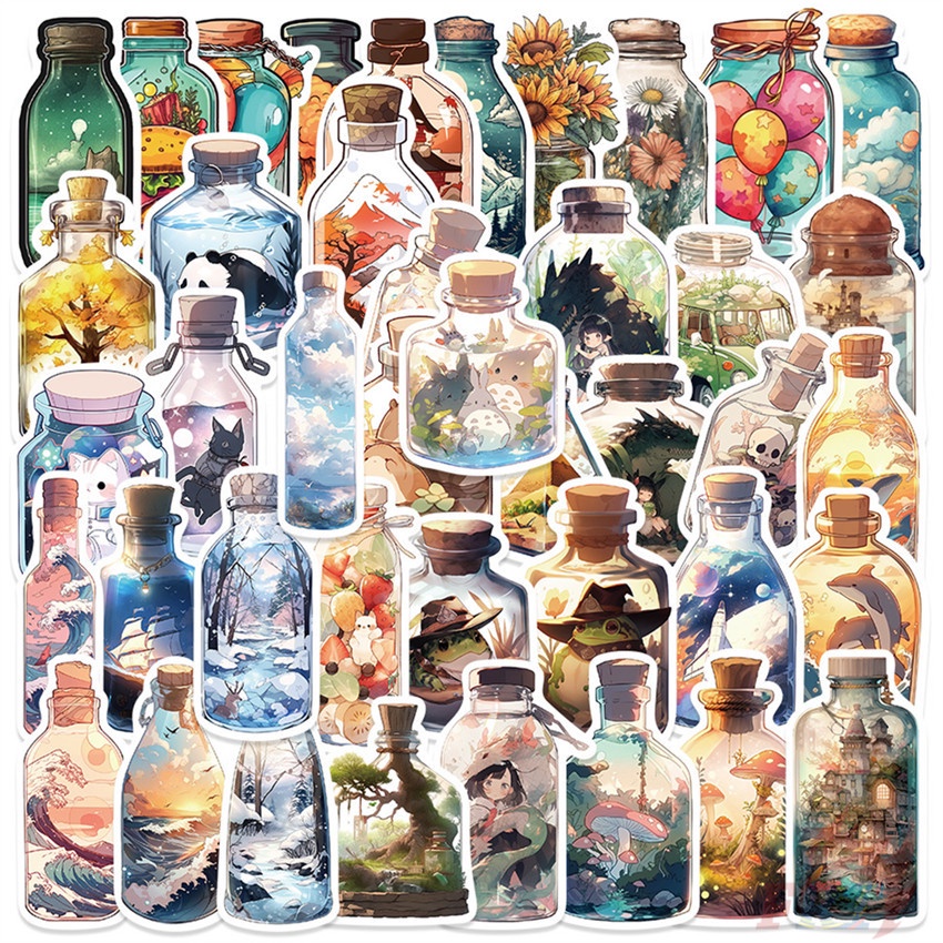 ❉ Sticker Dán Trang Trí Bình Nước Thế Giới Nghệ Thuật 01 ❉ Bộ 50 Sticker Chống Thấm Nước Họa Tiết Doodle Hợp Thời Trang