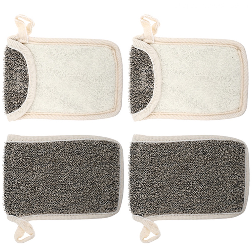 Set 4 Túi Lưới Xơ Mướp Màu Đen Đựng Xà Phòng Tẩy Tế Bào Chết Toàn Thân