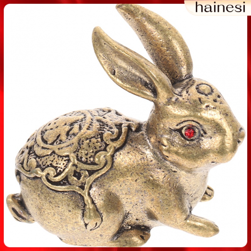Car Decoration Chinoiserie Brass Lucky Rabbit Statue Gift Animal