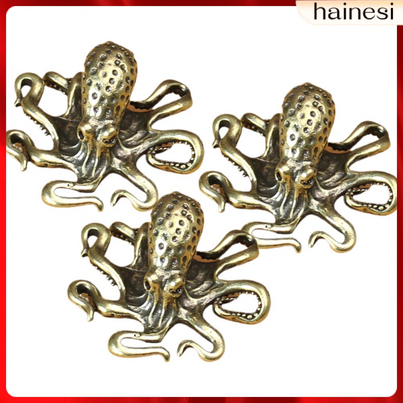 Cabinet Decor Brass Octopus Animal Statue Statues Accessories 3 Pcs