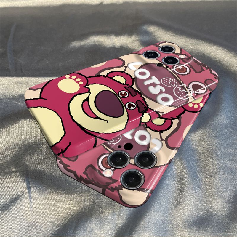 Ốp Điện Thoại Cứng Họa Tiết Gấu Và Dâu Tây Dễ Thương Cho Iphone 14pro 12pro 11 / XR7 max 8 13