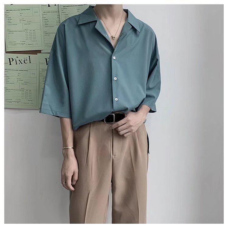 Áo Thun POLO Tay Ngắn Màu Trơn Thời Trang Công Sở Phong Cách Hàn Quốc Cho Nam