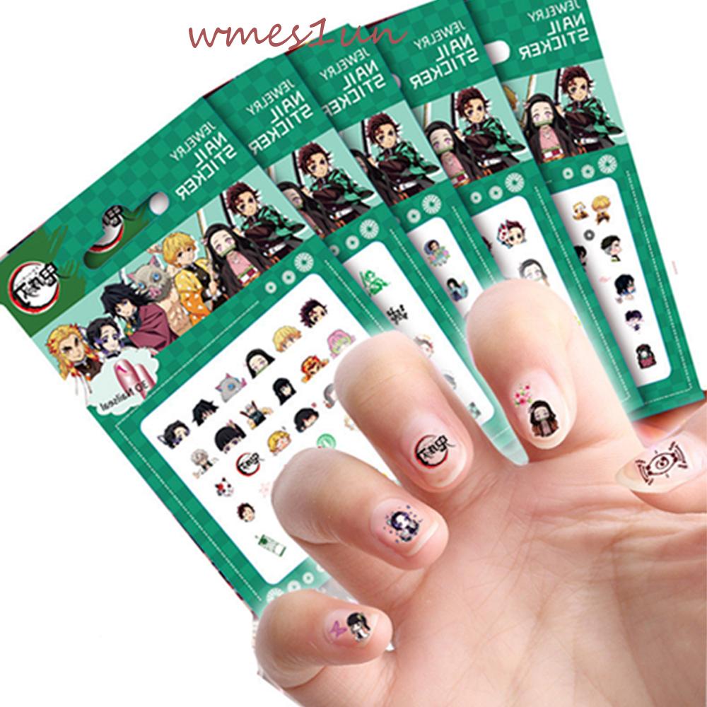 Miếng Dán Trang Trí Móng Tay Tự Dính Họa Tiết Hoạt Hình Kamado Tanjirou 15H