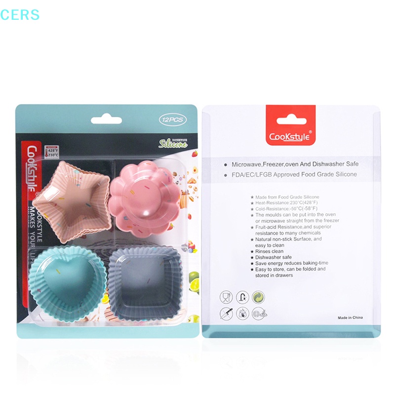 Set 12 Khuôn Silicone Làm Bánh Cupcake Nhiều Hình Dạng DIY