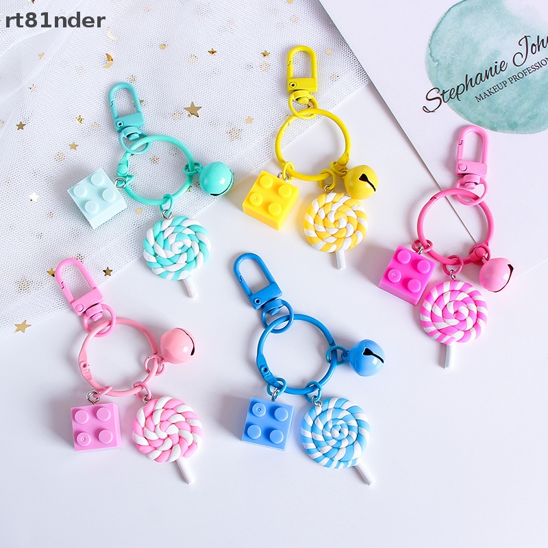 Rt Phụ Kiện Móc Khóa Hình Kẹo Mút Phối Chuông Nhiều Màu Dễ Thương Trang Trí Ba Lô / Ô Tô / Túi Xách