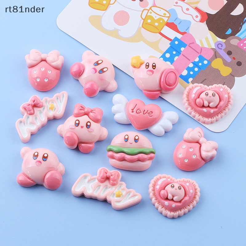 Rt Bộ 5 Phụ Kiện Kẹp Tóc Hình Ngôi Sao Hoạt Hình Màu Hồng Bóng Bằng Nhựa Resin Dễ Thương DIY