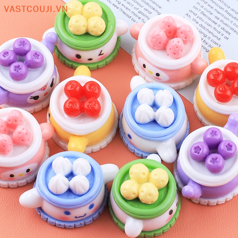 Bộ 2 Kẹp Tóc Hình Động Vật / Trái Cây / Bánh Kem 3D DIY Bằng Nhựa Resin Trang Trí Tủ Lạnh