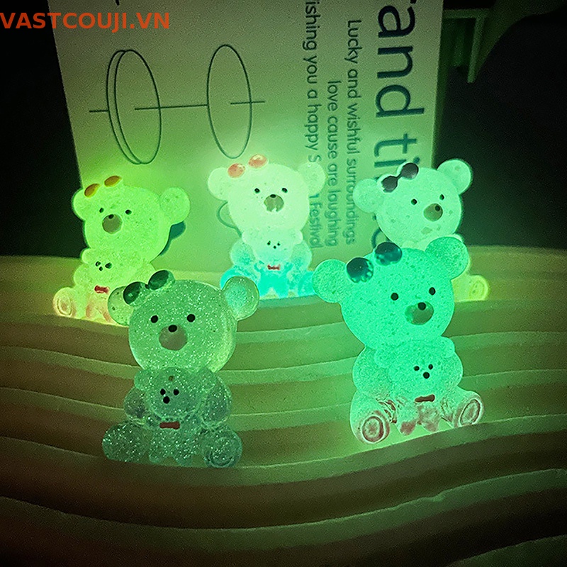 Bộ 2 Tượng Gấu Hoạt Hình Ba Chiều Bằng Nhựa Resin Màu Gradient Trang Trí Nhà Cửa / Xe Hơi