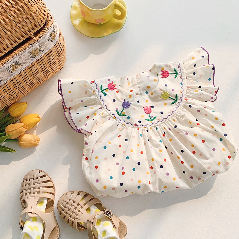 Đầm Công Chúa Chất Liệu Cotton Thêu Hoa Xinh Xắn Thời Trang Mùa Hè Cho Bé Gái