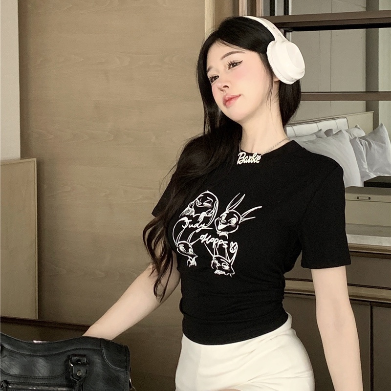 Áo Croptop Tay Ngắn Xếp Ly Ôm Dáng Thời Trang Mùa Hè Hàng Mới Dành Cho Bạn Nữ