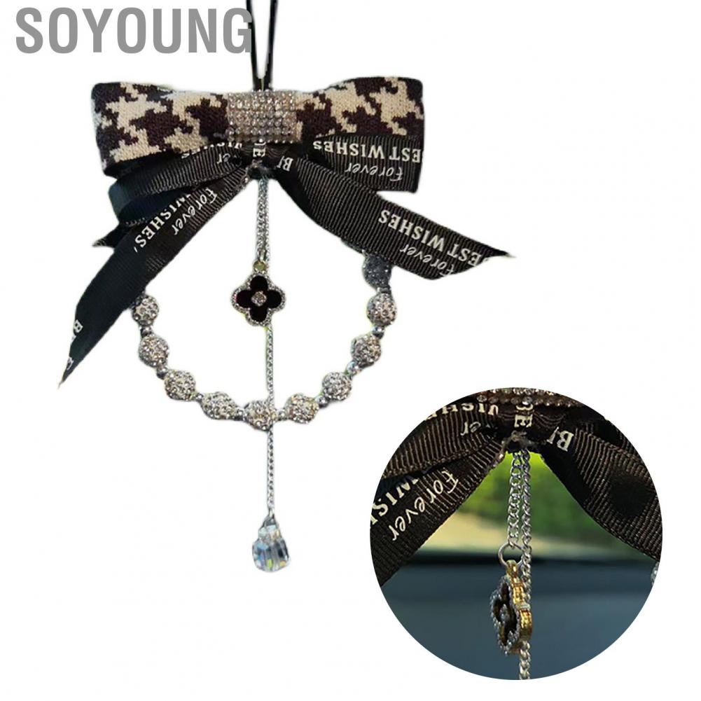 Soyoung Rear View Mirror Ornament  Bowknot Car Rearview Charm Portable Exquisite for Decor