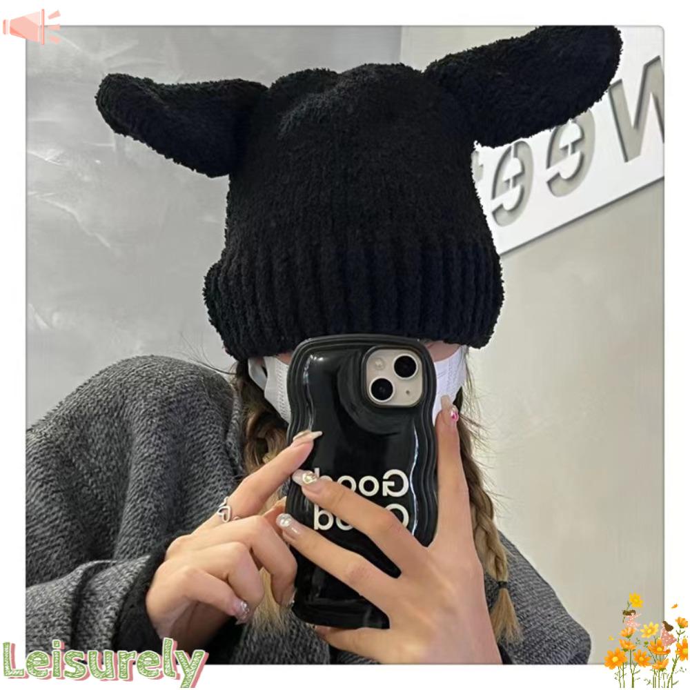 Mũ Dệt Kim Mềm Mại Đính Tai Thỏ Dễ Thương Thời Trang Thu Đông